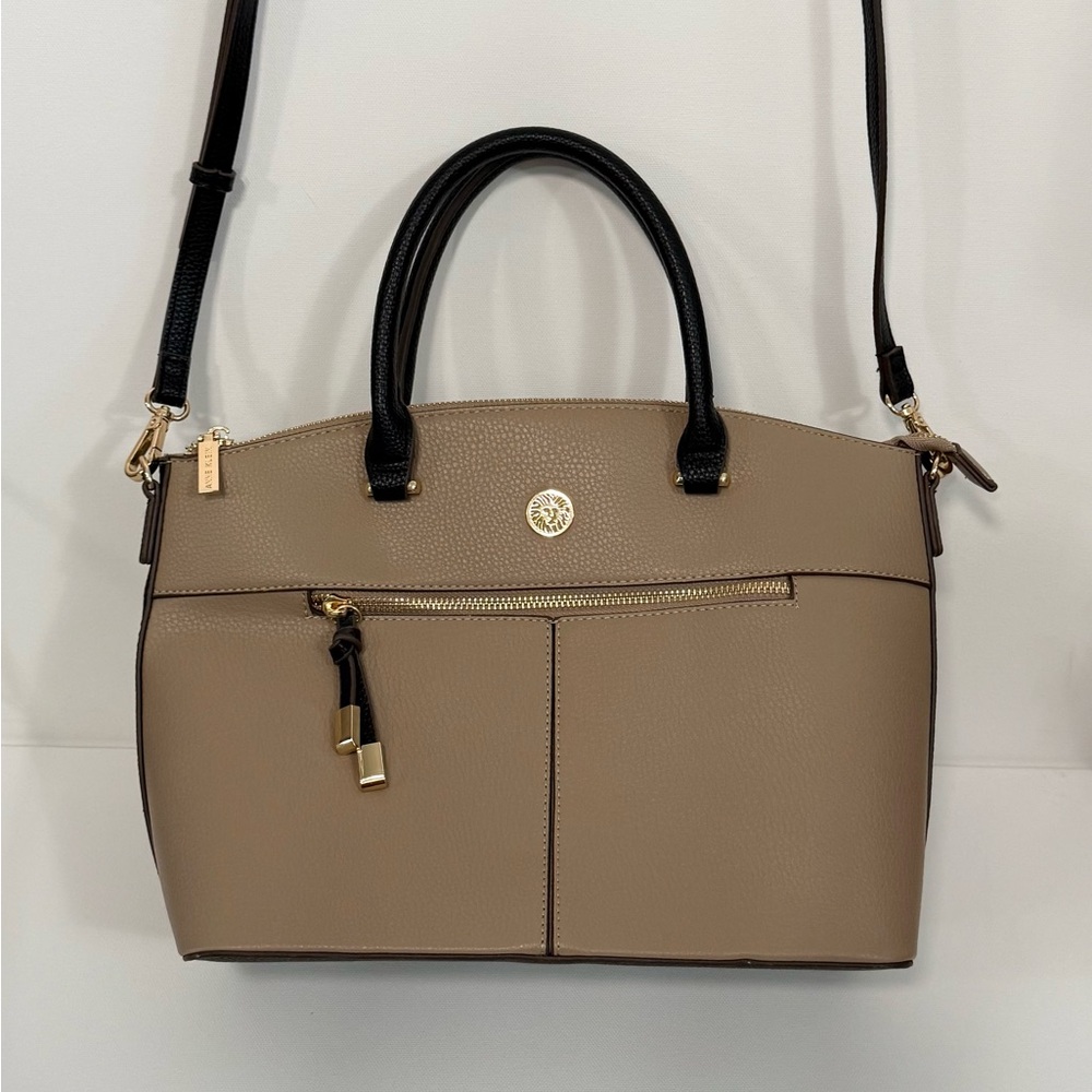 Anne Klein Elegant Tan and Black Women's Handbag